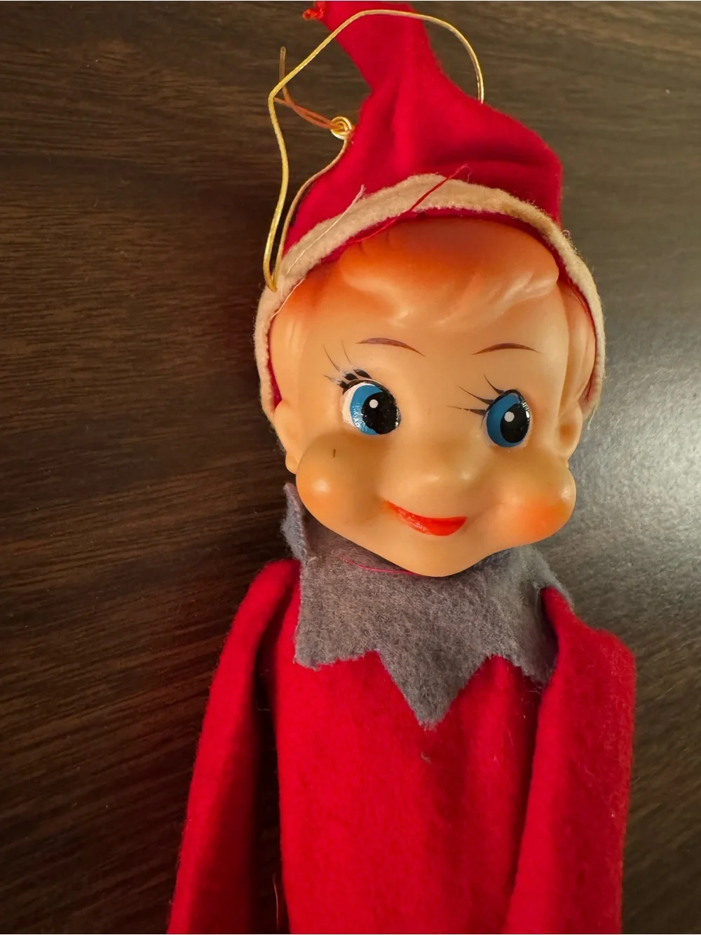 Vintage Knee Hugger Christmas Elf Pixie Tree Hugger Ornament 12”